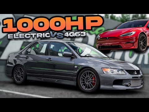 Evo IX PUNISHES Tesla Plaid! (1000HP BATTLE - 4G63 vs Electric)