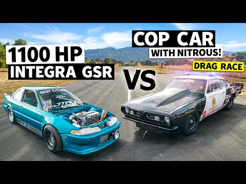 1,100hp Integra GSR vs. a Big Block Police Car ’67 Cuda, Import/Domestic Battle! // This vs. That