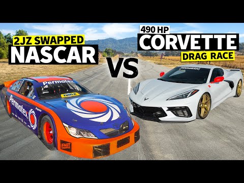 850hp 2JZ-Swapped NASCAR vs 490hp C8 Corvette Drag Race // THIS vs THAT