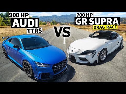 900hp Audi TT RS vs 700hp Toyota GR Supra Drag Race // THIS vs THAT