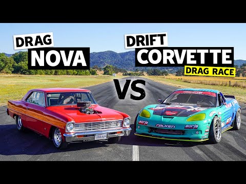 ’66 Big Block Nova  vs. 950hp Corvette (Drift vs. Drag Battle) // This vs. That