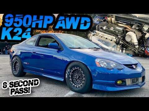 950WHP AWD HONDA K24 RSX 8 SECOND PASS! (10,000RPM 2.2L Destroker + Sequential)