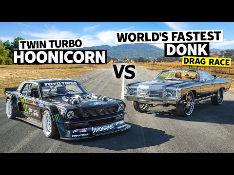 World’s Fastest (1,500hp) Donk Vs Ken Block’s 1,400hp AWD Ford Mustang // Hoonicorn Vs the World