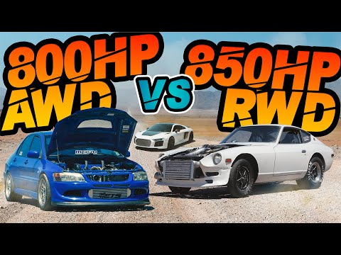 800hp Evo VIII vs 850hp 280Z | Supercar Killers GAP Audi R8 (AWD VS RWD Street Battle)