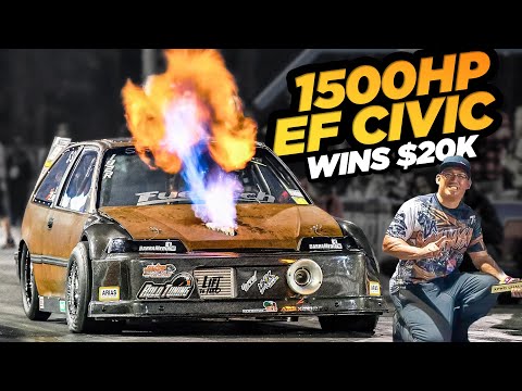 1500HP Rust Bucket Honda BEATS EVERYONE WINS $20,000! (World's Fastest EF Honda)