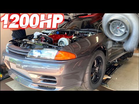 1200HP Skyline R32 GTR NEW Drag Tire Setup looks MEAN! + First Start Prep (3.2L Stroker AWD RB30)