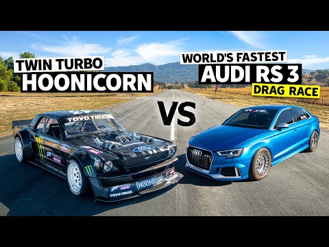 8 Second AWD Audi RS 3 Vs Ken Block’s 1,400hp AWD Ford Mustang Hoonicorn // Hoonicorn Vs the World