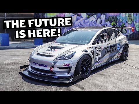 Insane Tesla Model 3 Race Car built for PPIHC Shreds Tire Slayer Studios!