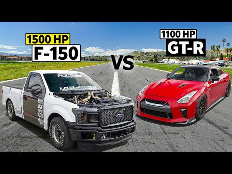 Freddy LSX’s “King Cobra” F-150 vs 1100hp Nissan GT-R // THIS vs THAT