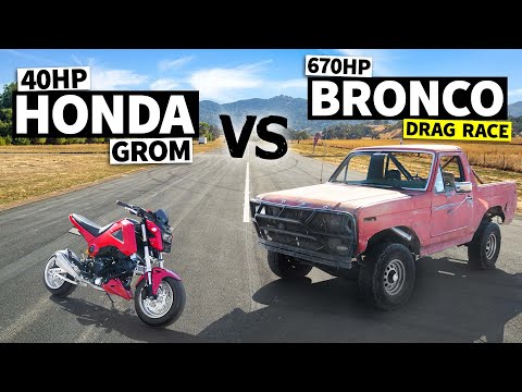 650hp big block Ford Bronco vs 40hp fully-built Honda Grom! // This VS That