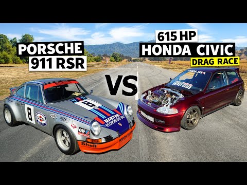 Porsche 911 Racecar Tribute vs Modern Honda Civic Drag Race