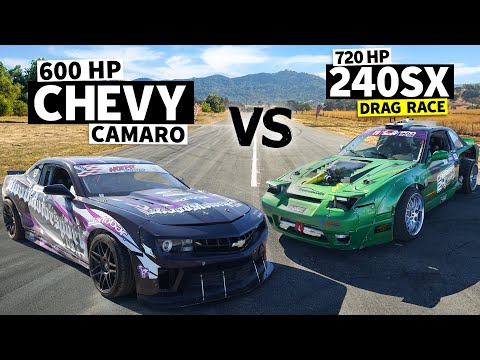 Drifters go Drag Racing! LS7 Camaro vs Turbo LS-swapped S13 240sx // THIS vs THAT