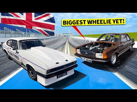 Power to Weight Battle! 1900hp Ford Capri Drag Races 2000lb Ford Cortina