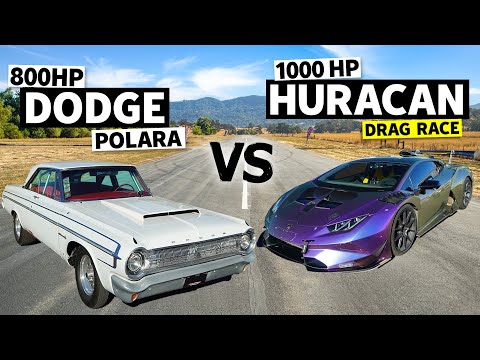 Alex Choi’s 1000hp Lamborghini Huracan drag races an 800hp ’64 Dodge Polara