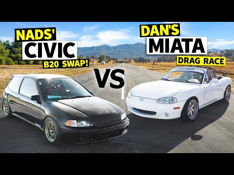 Honda Civic vs. Mazda Miata Epic Showdown: Danger Dan Races Nads’ B20 EG! // This vs. That