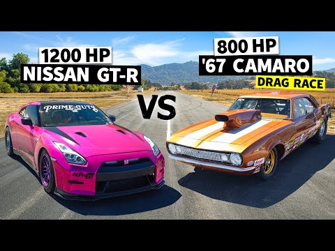 1,200whp GT-R vs. ‘67 Big Block Drag Camaro. 8 Second Import/Domestic Battle // This vs. That