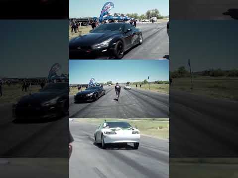 1400hp Nissan R35 GT-R vs 1370hp Mustang #dragracing #noprep #shorts