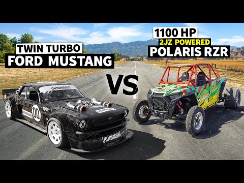 World's Fastest 1100hp 2JZ Polaris RZR vs Ken Block's AWD 1400hp Mustang // Hoonicorn vs The World 2