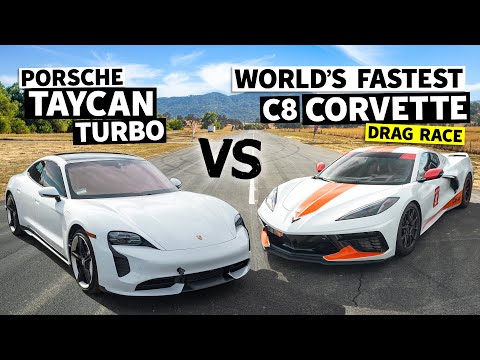 Porsche Taycan vs. World's Fastest C8 Corvette With Emelia Hartford // This vs. That