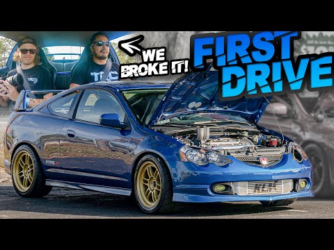 AWD Acura RSX Build - FIRST DRIVE with TURBO K20 FWD Setup! (WE BROKE IT)