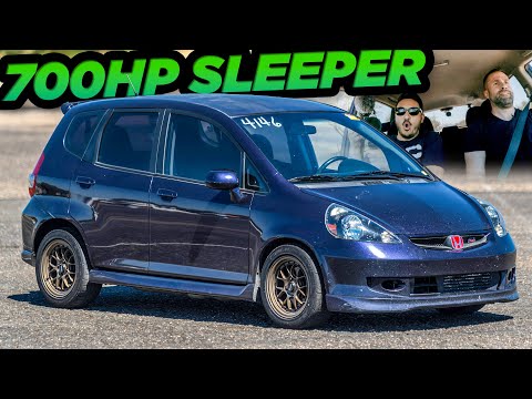 700HP Honda Fit SLEEPER Spins Tires to 140MPH! (Turbo K20 Swap)