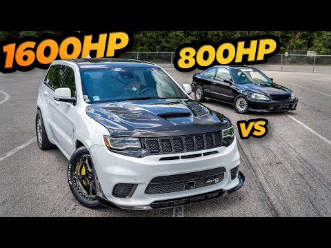 1600HP Jeep Trackhawk VS 800HP AWD Honda Civic! (5000LB vs 2500LB)