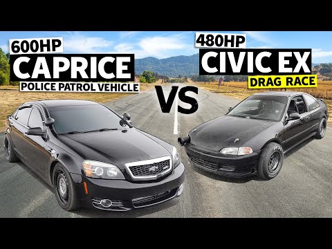 600hp Chevy Caprice PPV vs LS VTec powered Honda Civic EX // THIS vs THAT