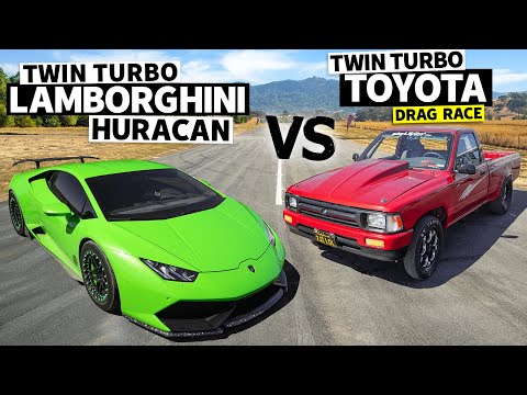 1500hp Lamborghini Huracán vs 900hp Toyota Pickup Drag Race // THAT vs THAT