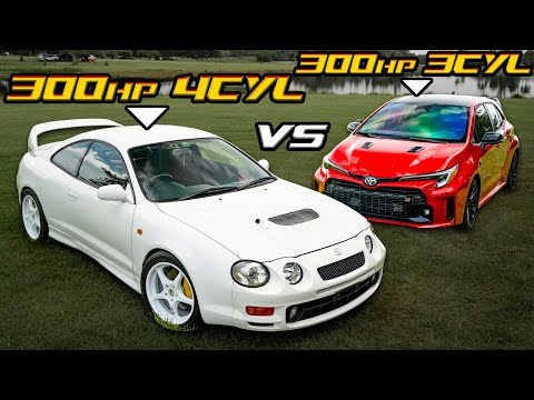 Celica GT-Four VS GR Corolla Circuit | DRAG + ROLL RACE! (OLD 2.0L AWD 4CYL VS NEW 1.6L AWD 3CYL)