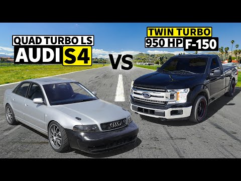 LS-swapped Audi S4 vs Twin Turbo F-150 Pickup // THIS vs THAT