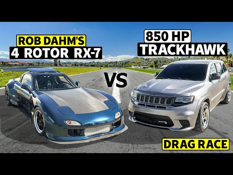 Rob Dahm’s 4-Rotor AWD RX-7 vs 850hp Jeep Trackhawk // THIS vs DAHM