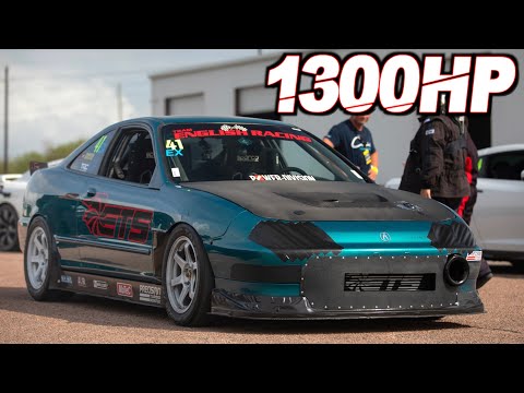 1300HP Integra?! (FWD 4cyl on 55PSI) + 1300HP Evo X (Worlds Fastest) + ROWDY Stick Shift Racing!