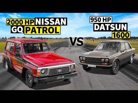 2000HP Nissan Patrol GQ races 950hp Datsun 1600 // THIS vs THAT Down Under