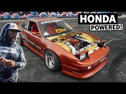 Hert’s “Simple” Honda K24 Swapped Nissan 240SX! Wall taps on wall taps at Tire Slayer Studios.