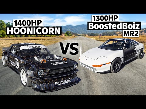 BoostedBoiz 1300hp Toyota MR2 vs Ken Block's AWD 1400hp Mustang // Hoonicorn vs The World 2