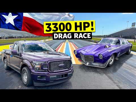 Big Power Texas Showdown // 1800hp Chevy Camaro No Prep King Drag Races 1500hp Twin Turbo Ford F-150