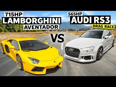 715hp V12 Lamborghini Aventador our 565hp Audi RS3 races! // This VS That