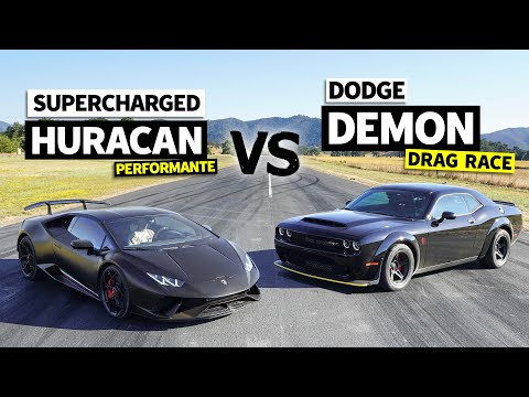 Supercharged Lamborghini vs. Dodge Demon. 800hp Battle! // This vs. That