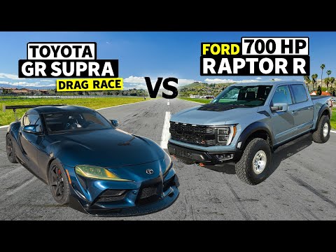 2023 Ford F-150 Raptor R (700 HP) vs Toyota GR Supra drag race // THIS vs THAT