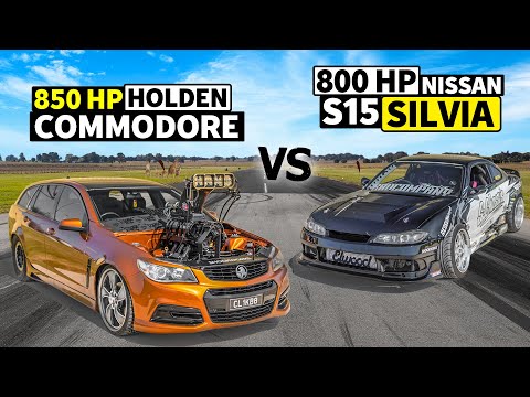 THIS vs THAT Down Under! 850hp Holden VF Commodore Burnout Monster vs 800hp Pro Drift S15 Silvia