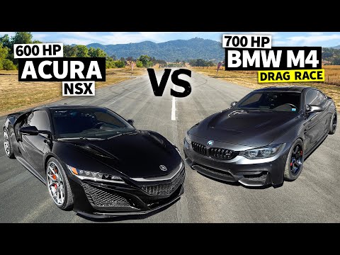 Twin Turbo Acura NSX vs 700hp BMW M4 Drag Race