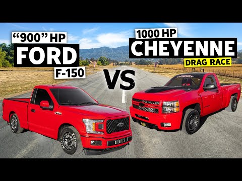 Supercharged 4x4 F-150 vs Turbocharged 4x4 Cheyenne Drag Race // THIS vs THAT