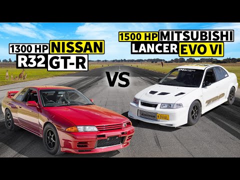 1300 Skyline GT-R vs 1480hp Lancer Evo VI drag race // THIS vs THAT Down Under