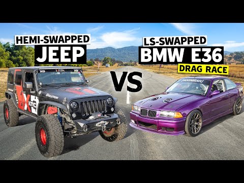 LS vs Hemi in a V8 Swap Battle! 6.4l Hemi Jeep Races our Knuckle Busters BMW M3